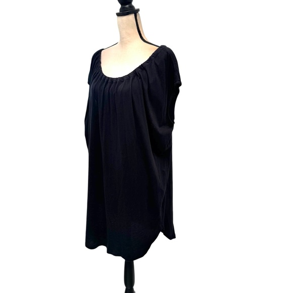 ORGANIC BY JOHN PATRICK BLACK COTTON ON OR OFF THE SHOULDER TUNIC DRESS - Picture 8 of 13
